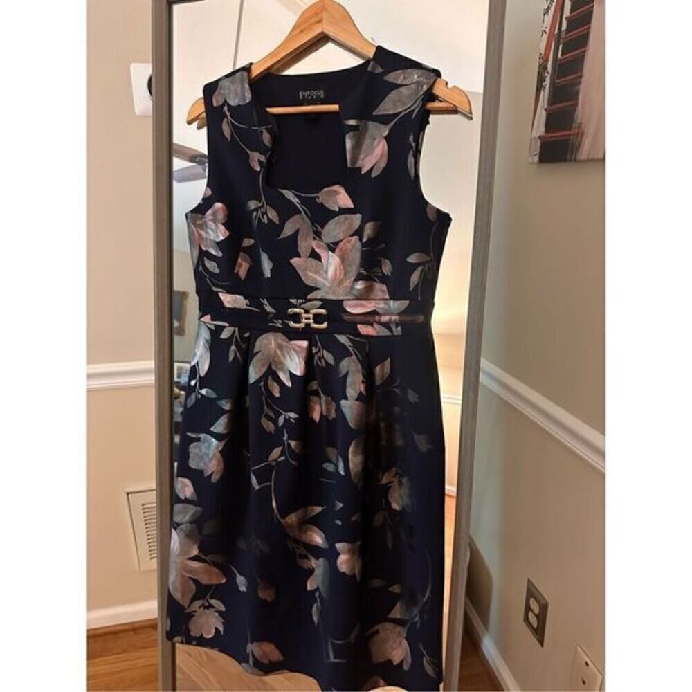 Enfocus Studio Size 10 Classic Sateen Dress Blue/Silver/Shift Dress